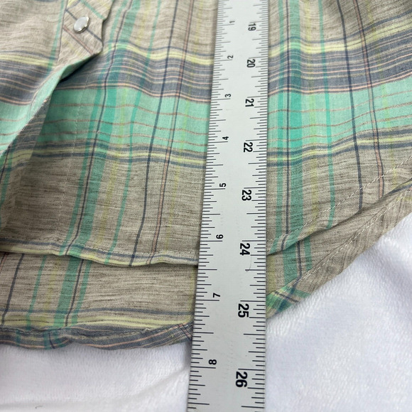 Simms Womens Small Green Plaid Long Sleeve Ruby River Shirt Snap Button Top - Picture 11 of 12